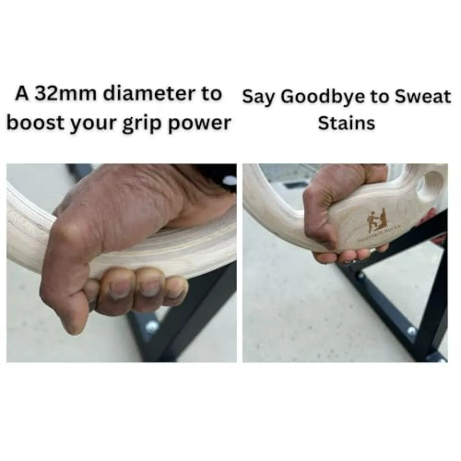 Wood 32mm Gymnastic Rings with Finger Training hangboard | Wooden Gymnastics Rings | Portable Finger Training Board | Hang Grip