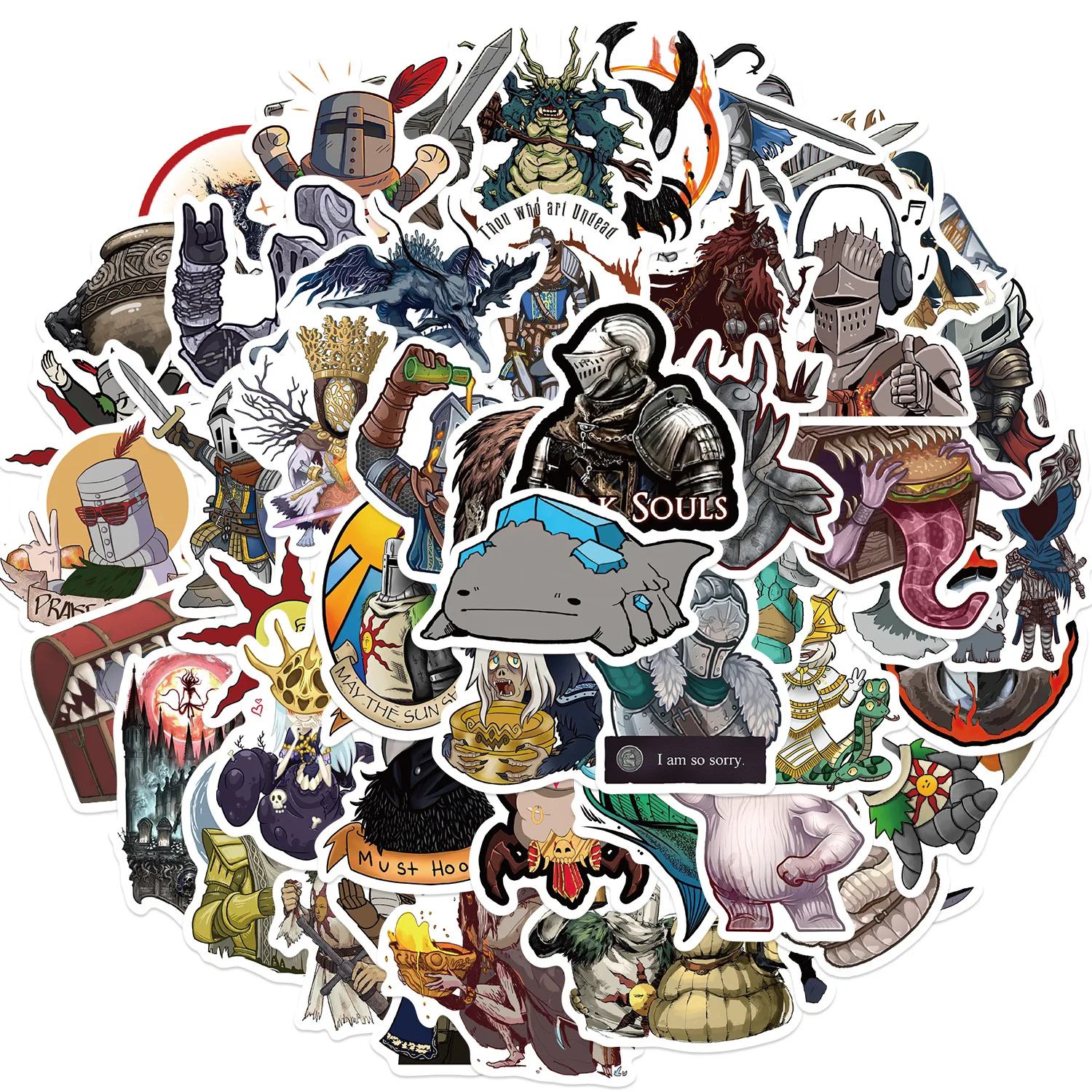 다크 소울 게임 그래피티 스티커, 여행 가방, 스케이트보드, 노트북, 수하물, 전화, 자동차 스타일링, DIY 페가티나스, 10 개, 30 개, 50 개