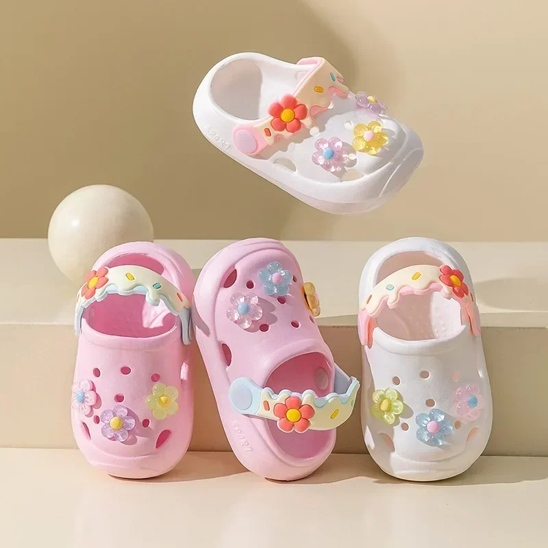 Flowers Baby Girls Slippers Summer Cute Princess Garden Clogs Shoes for Kids Soft Non Slip EVA Toddler Children Beach Shoes 2