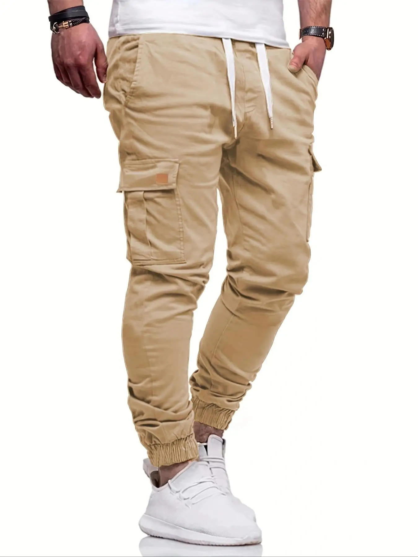 Herren Casual Jogginghose mit Kordelzug Cargo Wanderhose Outdoor Twill Trainingshose – Detail 7
