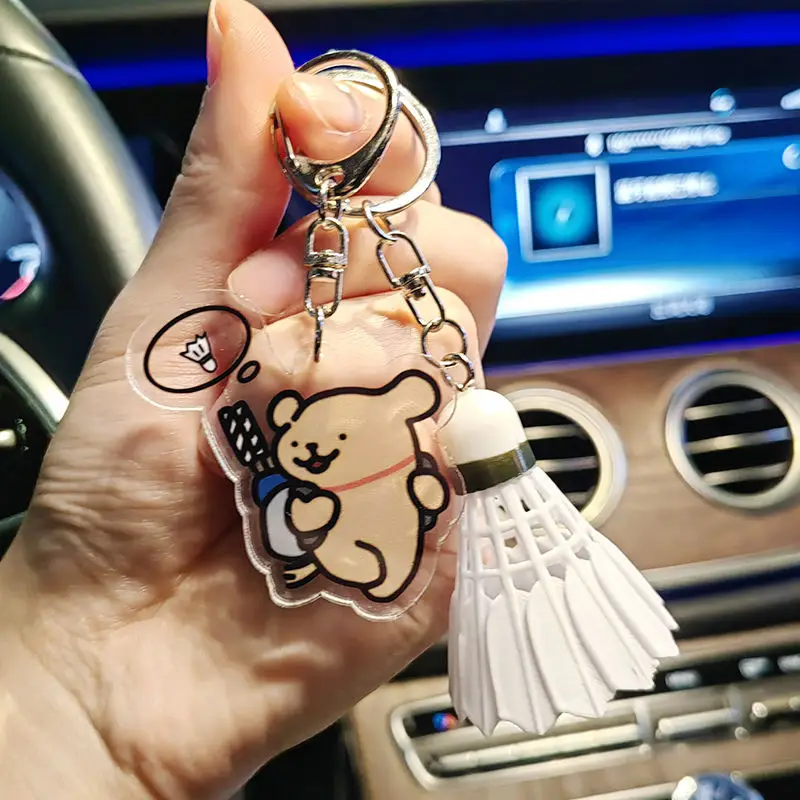 YONEX Badminton Keychain Cartoon Tennis Racket Backpack Keychain Acrylic Pendant Couple's Gift badminton keychain