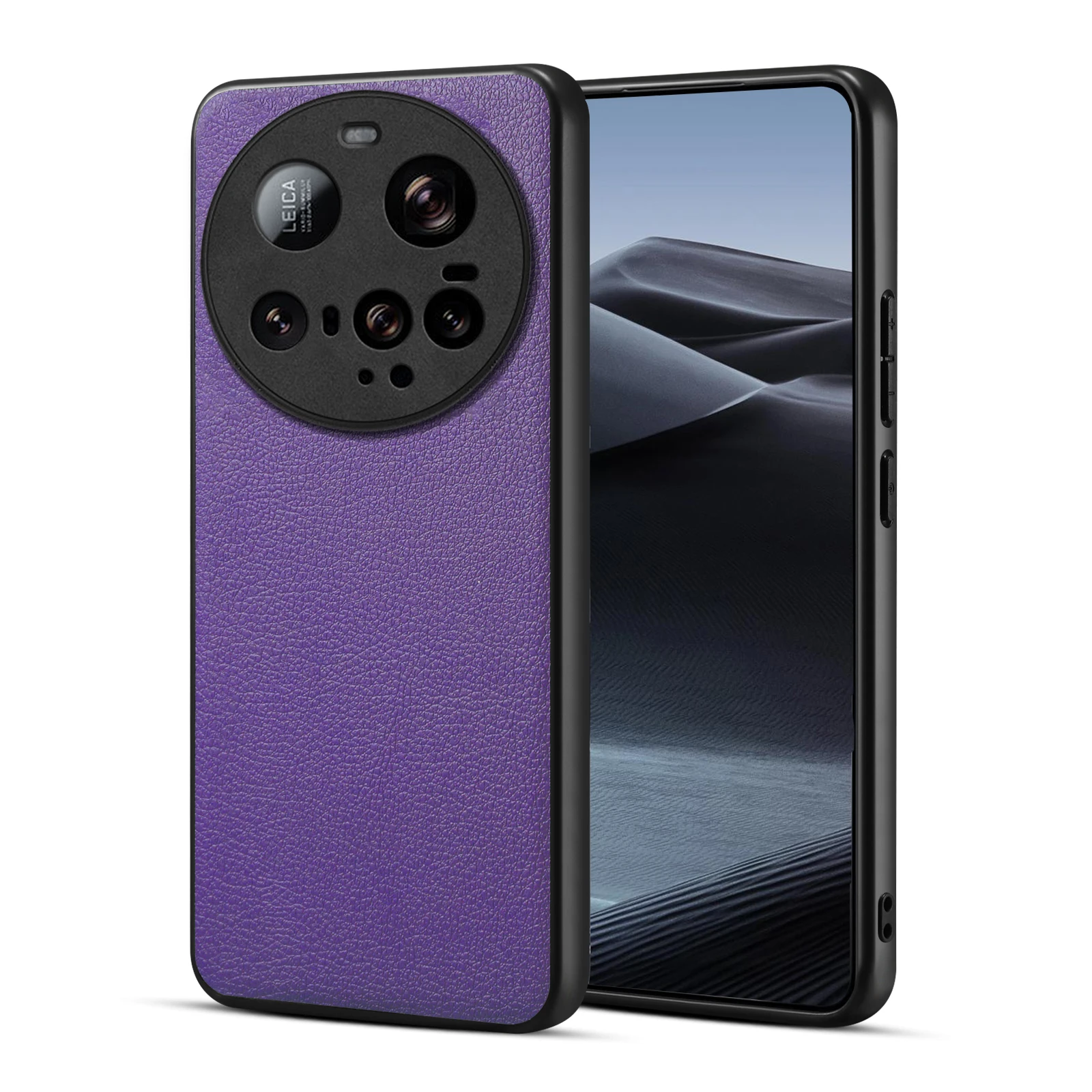 Luxury Calfskin Leather Case with Shockproof Matte Finish and Lens Protection