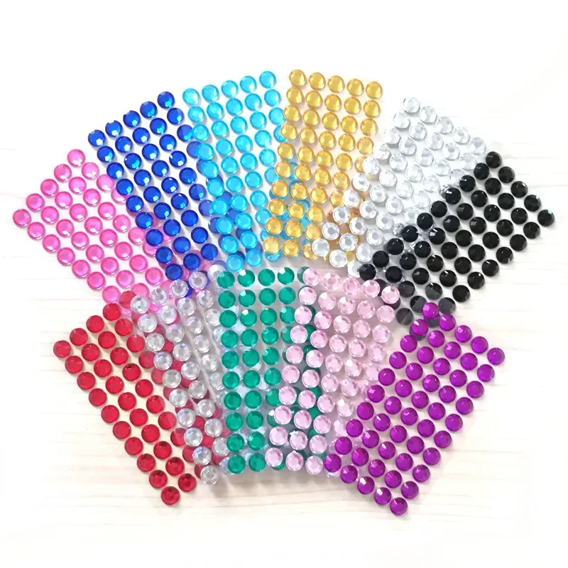Self Adhesive Rhinestone Sticker 50pcs Round 10mm Gems/Stick On Diamante Crystals for Card Making/Crafts/Wedding #437509