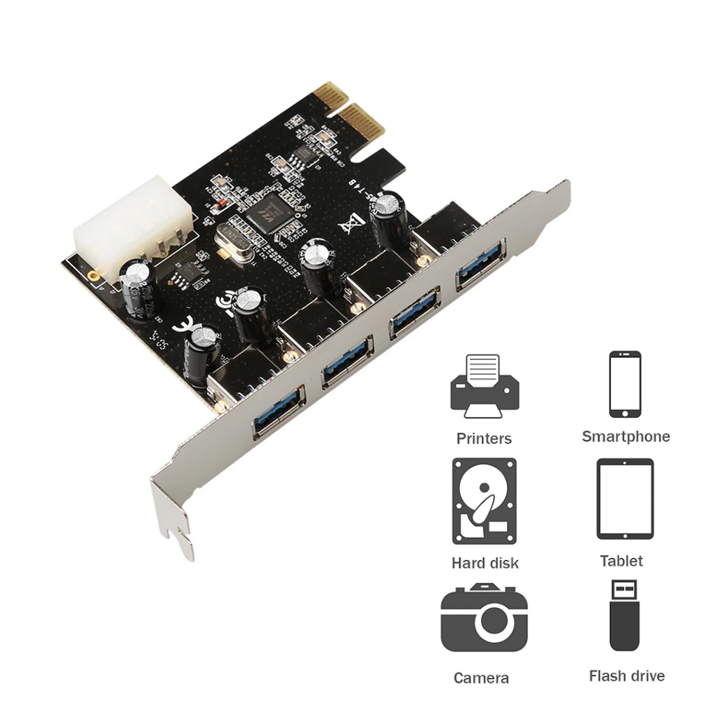 

4 Port USB 3.0 PCI-E Expansion Card PCI Express PCIe USB 3.0 HUB Adapter 4-Port USB3.0 Controller USB 3 0 PCI e Express 1X[
