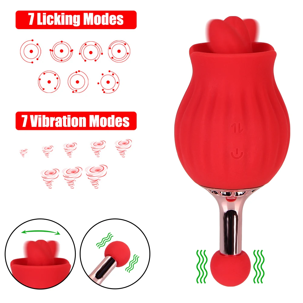 Rose Shape Tongue Licking Vibrator for Women