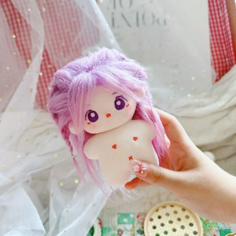 

10cm Plush Dolls Cotton Stuffed Toys Purple Hair Accessories Free Shipping Items