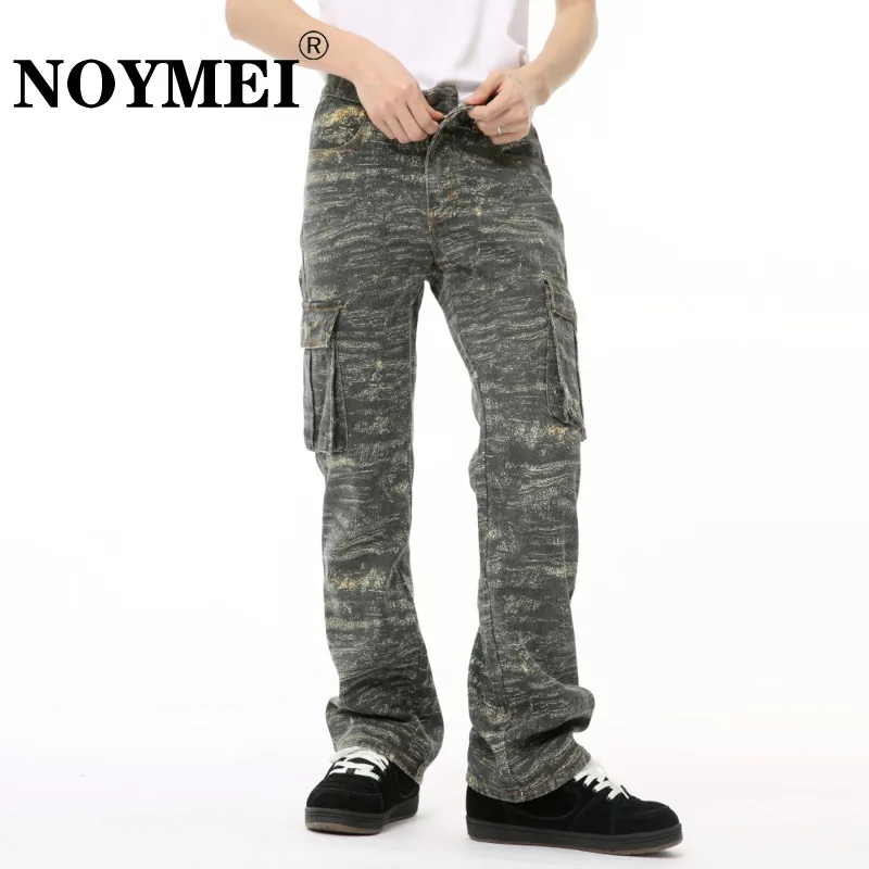 

Камуфляжные контрастные цвета, повседневные джинсы NOYMEI, модные трендовые летние облегающие брюки с высокой талией и карманами, новинка 2024