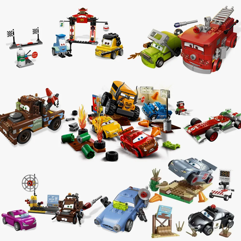 

McQueen Products Thunder Hollow Crazy 8 Race Building Blocks Kit Bricks Sets Dolls Model Kids Boys Toys Children's Gift