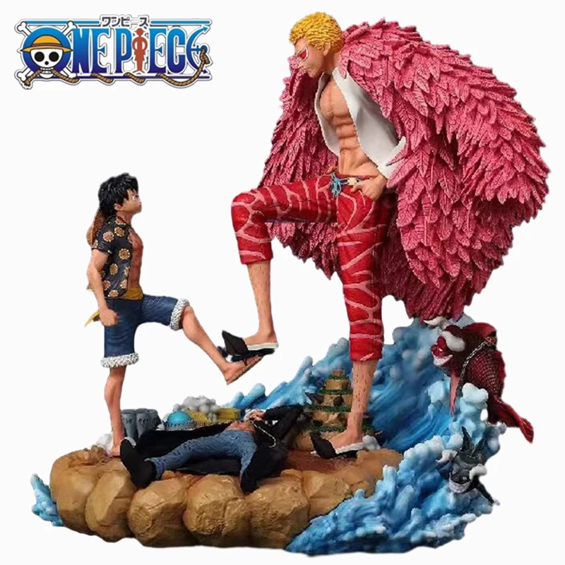 

21cm One Piece Luffy Anime Figure Donquixote Doflamingo Vs Luffy Figurine Pvc Statue Model Doll Decoration Toy Kid Birthday Gift