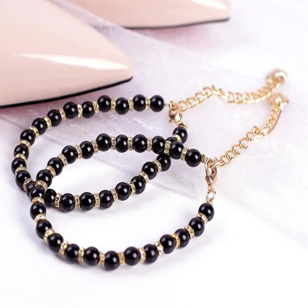 1 Pair Rhinestone Pearl Shoe Strap for High Heel Woman Band Ankle Pearl Shoe Chain Belt Accessories High Heel Decorations