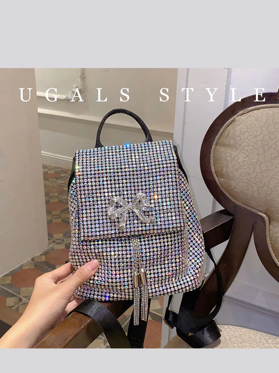Rhinestone Backpack Diamond School Bag Casual And Versatile, Large Capacity Backpack, Trendy Original Design 2