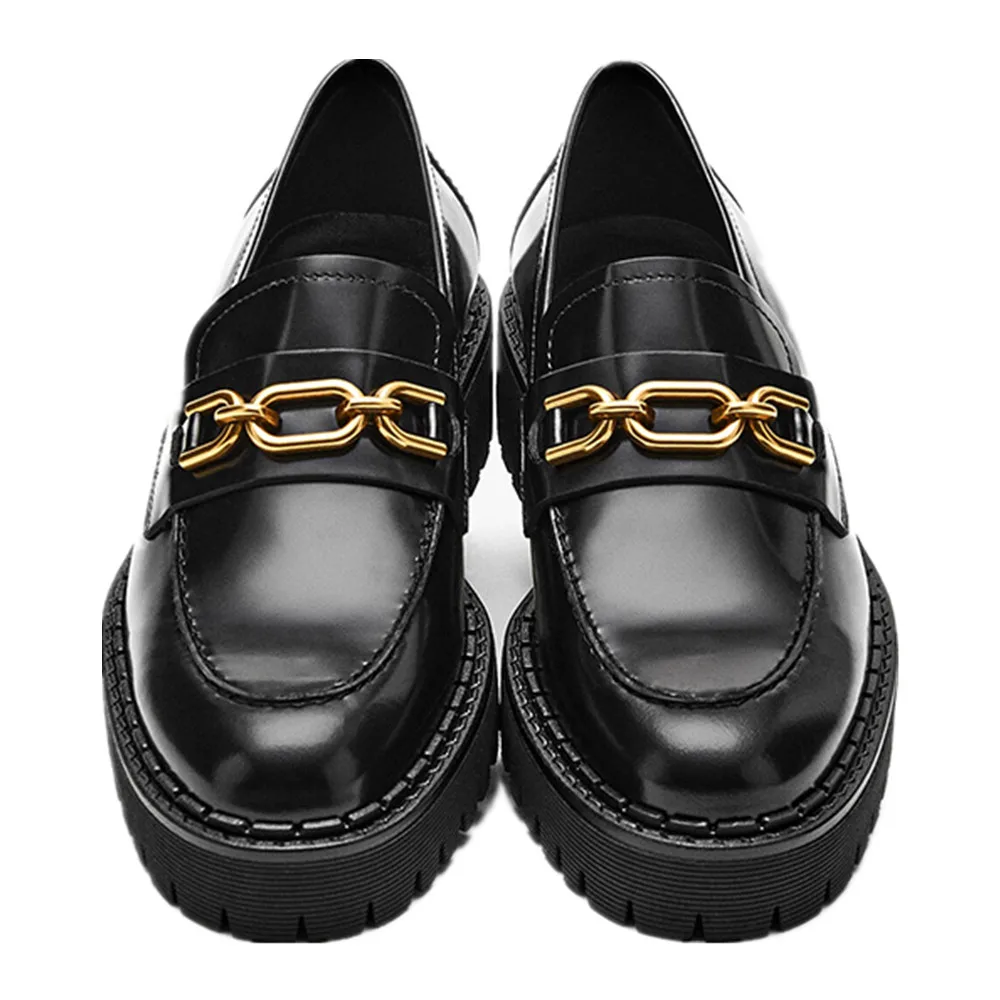 Jenny&Dave Casual Fashion Slip-On Flat Shoes Women Spring Ins Blogger Vintage Cowhide Increase Higher Leather Casual Loafers