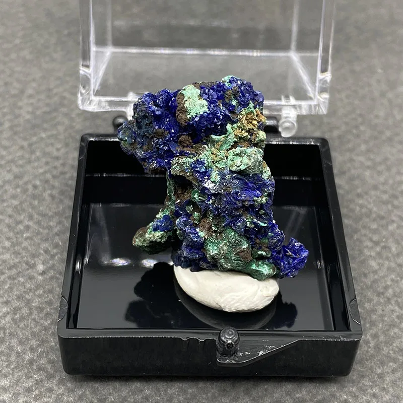 100% natural azurite and malachite symbiotic raw stone mineral specimen healing crystal gem collection +Box size：35*35*35mm