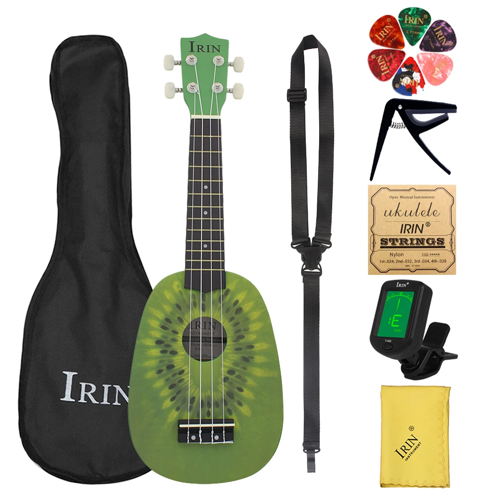 

IRIN 21 Inch Ukulele Kiwi Fruit Hawaiian Guitar Musical Instrument 4 Strings Basswood Ukulele Soprano Guitar Tuner Capo Parts