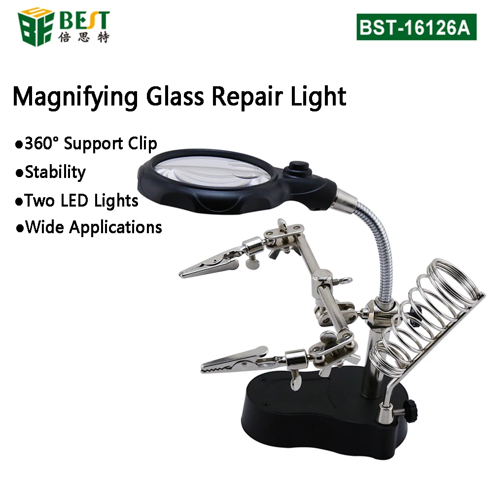 

Hand Clip Clamp LED Magnifying Glass Soldering Iron Stand Magnifier Welding Rework Repair Holder Tools DIY Auxiliary Clamps