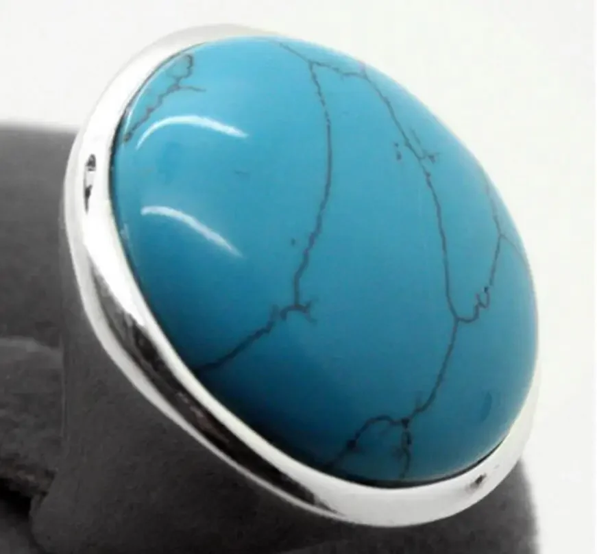 

Лучший подарок, редкий Синий 24 мм, натуральная бирюза, серебро 925 пробы, Ювелирное кольцо, Размер 7/8/9/10