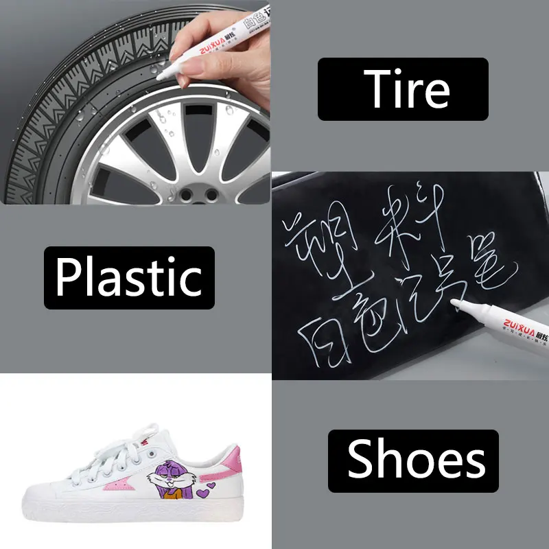 White Marker Pens 2.0mm Oily Waterproof White Gel Pen DIY Graffiti Sketching Markers Stationery Wrting School Supplies 1/3/5 Pcs
