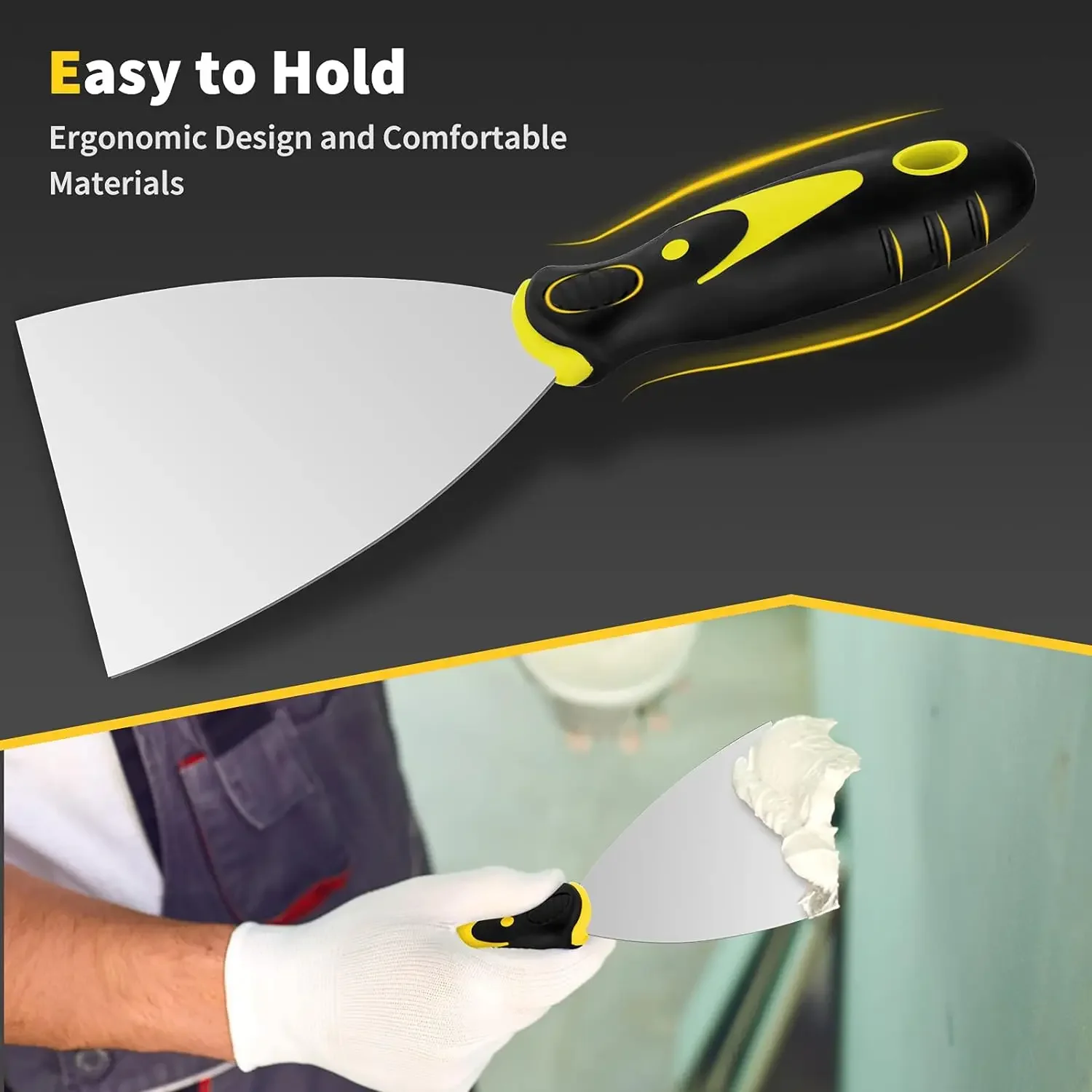 15 in 1 Multi Use Putty Knife Stainless Steel Paint Scraper Removal Construction Tool for Wallpaper Can Opener Home DIY