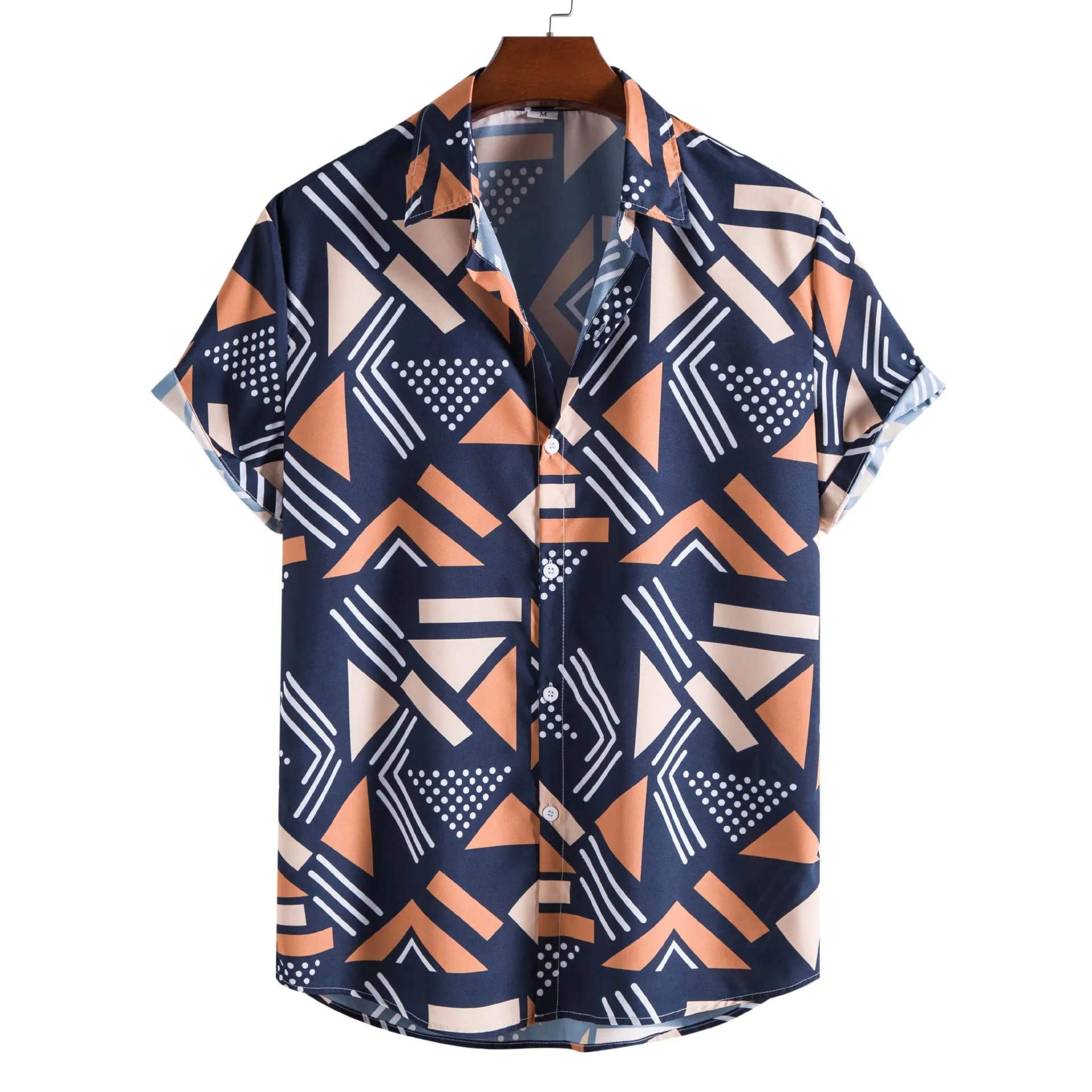 

2023 New Men's Fashion Trend Printed Polyester Short-Sleeved Shirt Baggy Pants chemise homme de luxe