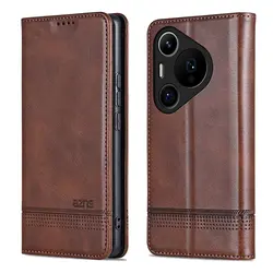 Leather Magnetic Flip Wallet Case - Shockproof and Stylish Cover - Pura 70Pro Plus (Brown)