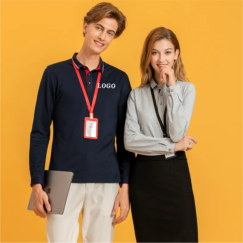 Customized logo for men's POLO shirt Work clothes logo embroidery Long sleeved shirt with lettering Autumn and winter POLO shirt