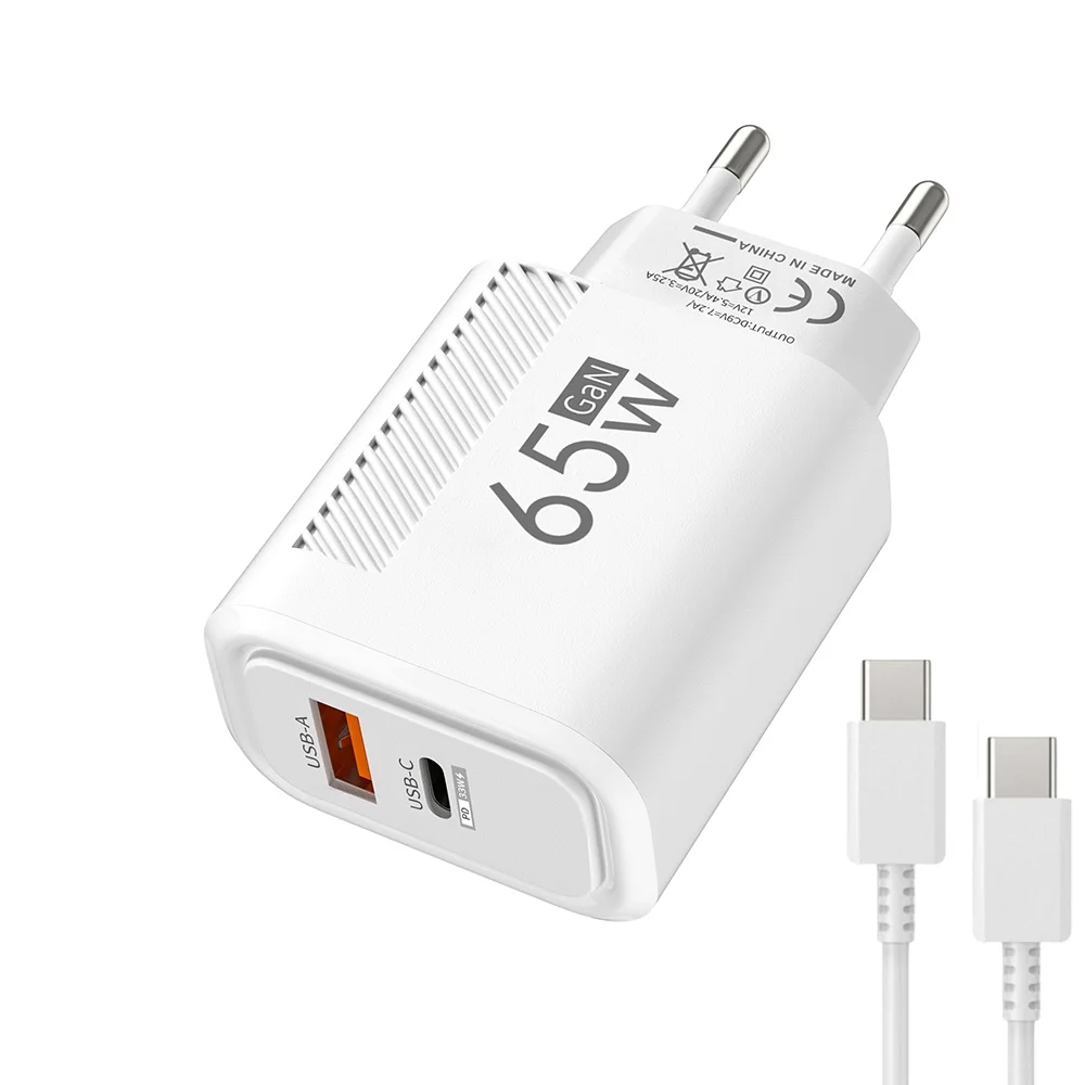 شاحن حائط USB C GaN بقدرة 65 واط للشحن السريع
