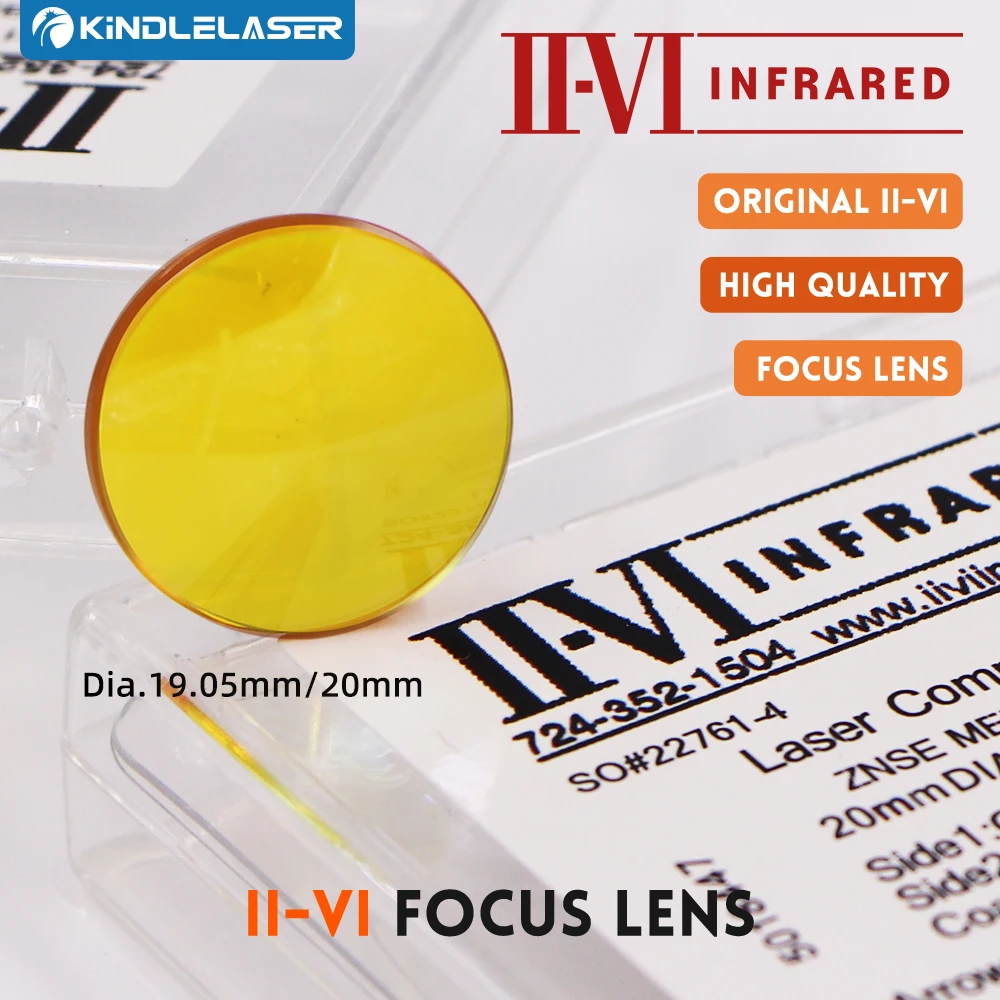 

II-VI INFRARED CO2 Laser Focus Lens Dia.19.05mm 20mm FL 38.1/50.8/63.5/76.2/101.6 mm For CO2 Laser Cutting Machine Lenses ZnSe