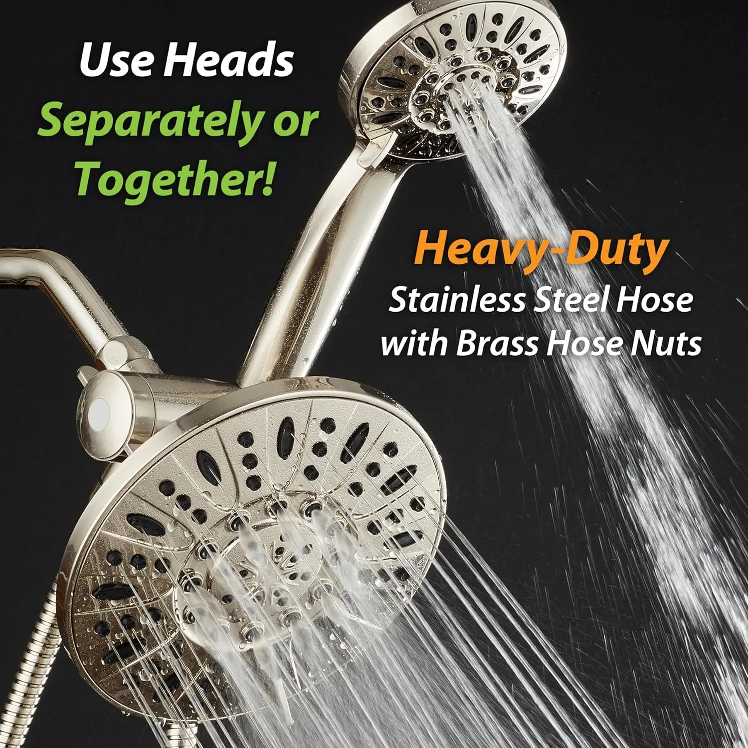 7" Premium High Pressure 3-Way Rainfall Combo for Best of Both Worlds - Enjoy Luxury 6-Setting Rain Showerhead 5