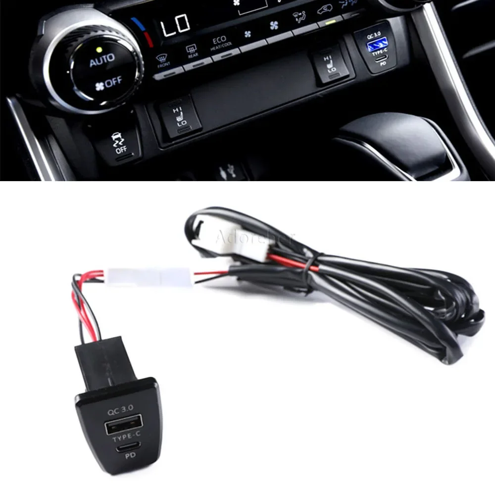 Быстрое зарядное устройство USB QC3.0 для автомобиля, адаптер для зарядки смартфона для Toyota WILDLANDER Rav4 2020 2021 2022