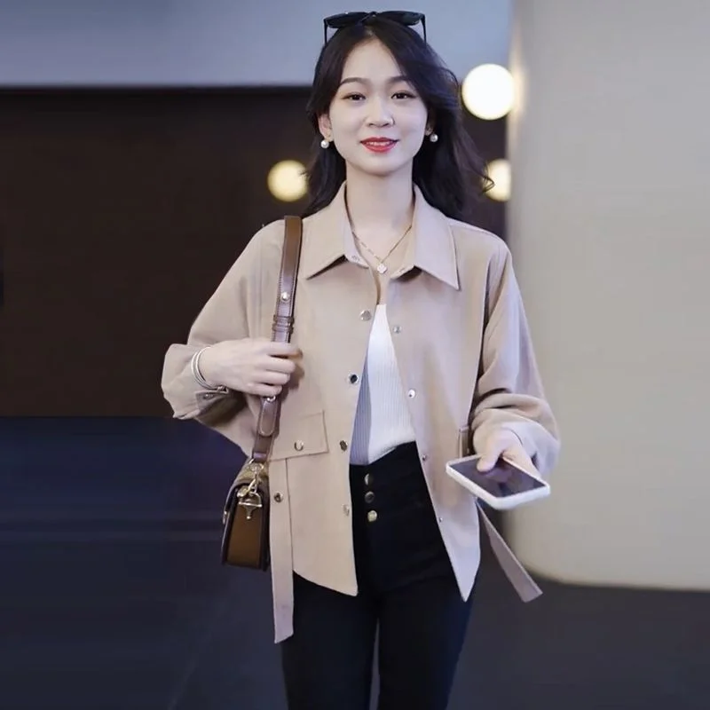 Long Sleeve Shirt Women Short Coat Autumn Winter New Explosive Fashion Age Reduction Loose Bat Sleeve Cardigan Top