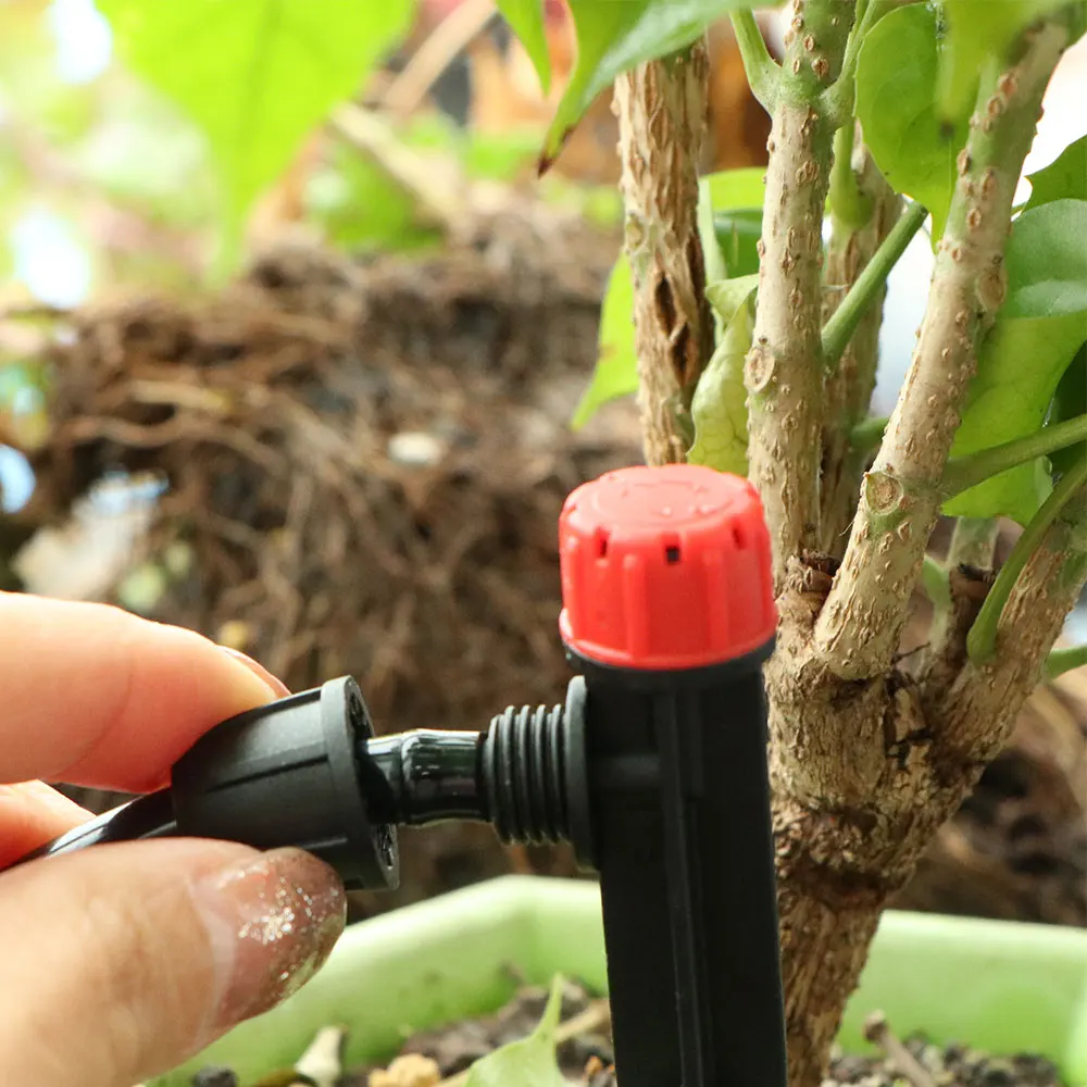 Garden Irrigation Nozzle Garden 13cm Micro Drip Irrigation Sprinkler 1/4" Tube Lock 8-Hole Adjustable Nozzle Dropper for 4/7mm Hose Potted Plant Watering