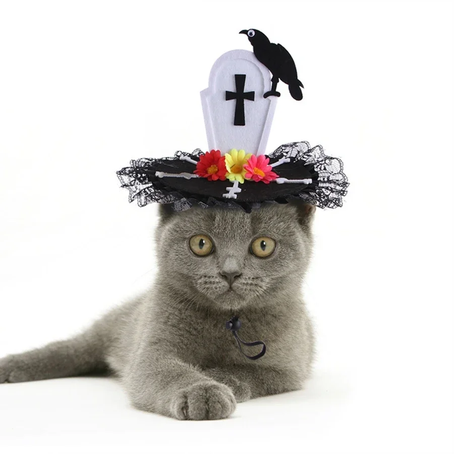Creative pets, funny headwear, dogs, cats, Halloween hats, skeletons, crosses, headgear, funny supplies
