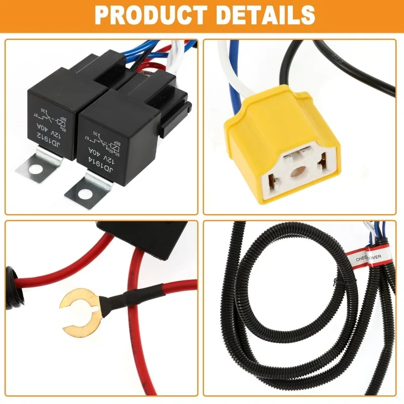 H4 LED Headlight Brightness Intensifier Wiring Harness For Jeep Wrangler YJ XJ E