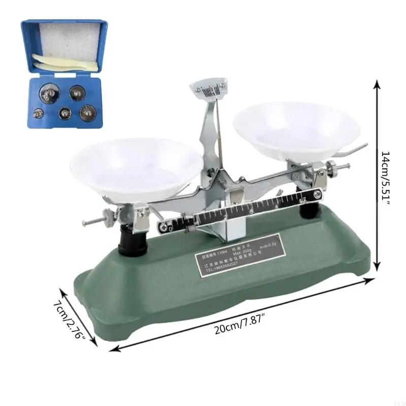 W3JD 100g Laboratory Mechanical Tray Scale Laboratory Teaching Tool Tray with Tweezers and Various Weights