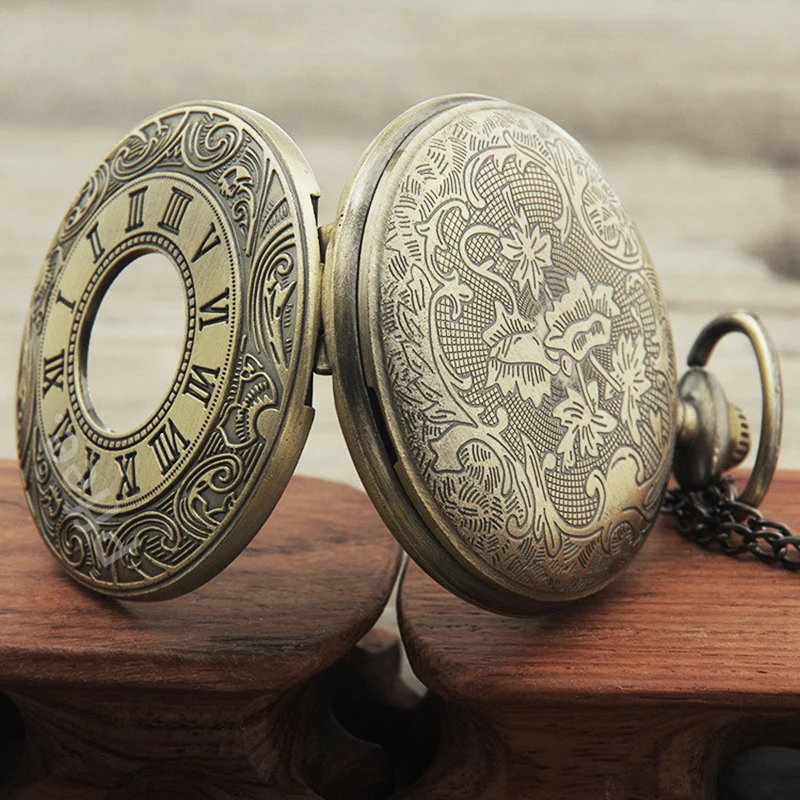 Pocket Watch Pffee Roman Numerals Quartz Antique Pocket Watch Chain for Men Women Steampunk Vintage Clock Reloj One Piece Gift quartz watch