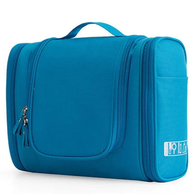 Waterproof Nylon Travel Organizer Bag Unisex Women Cosmetic Bag Hanging Travel Makeup Bags Washing Toiletry Kits Storage Bags blue