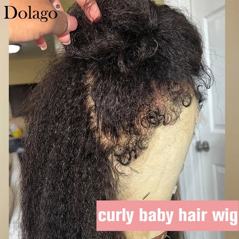 Kinky Edges Natural Hairline Wig Glueless Full Lace Human Hair Wigs Kinky Straight 13x6 Lace Front Human Hair Wigs Curly Baby