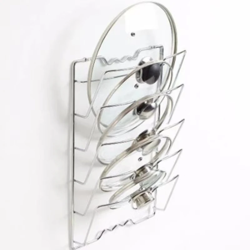 Kitchen Organizer Rack Wall Hanging Pot Cover Rack Five-Layer Pot Lid Metal Rust-Free Multifunctional Rack Pot Lid Storage Rack 4