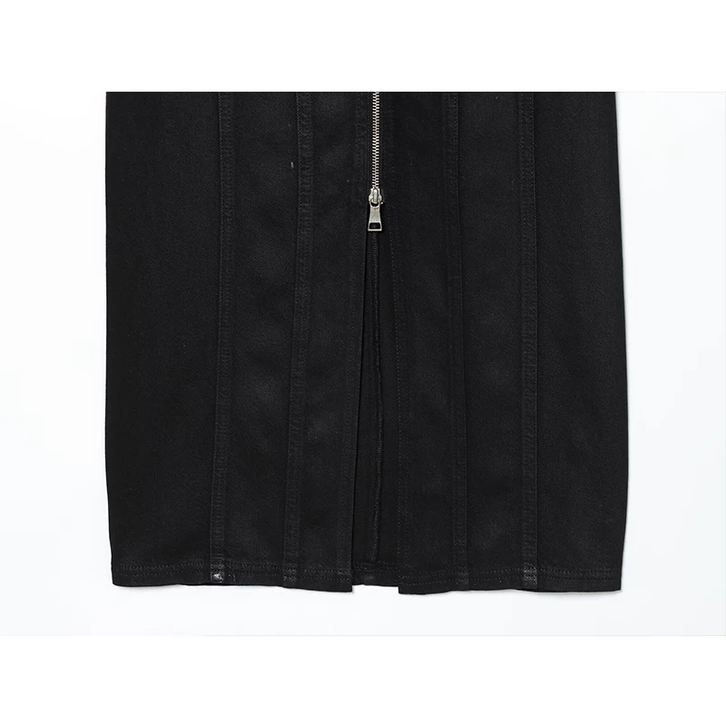 2025 New Women Sexy Backless Halter Zipper Denim Long Dress Elegant Evening Party Club Dresses ﻿