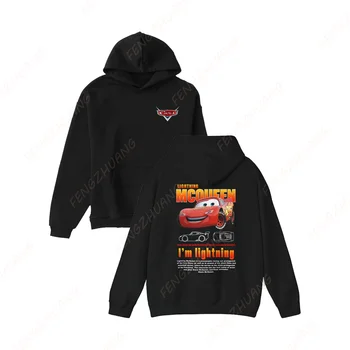 Fun Cars Lightning McQueen Printed Hooded Sweatshirt Fashion Autumn Winter Men and Women Casual Pullover Hoodies