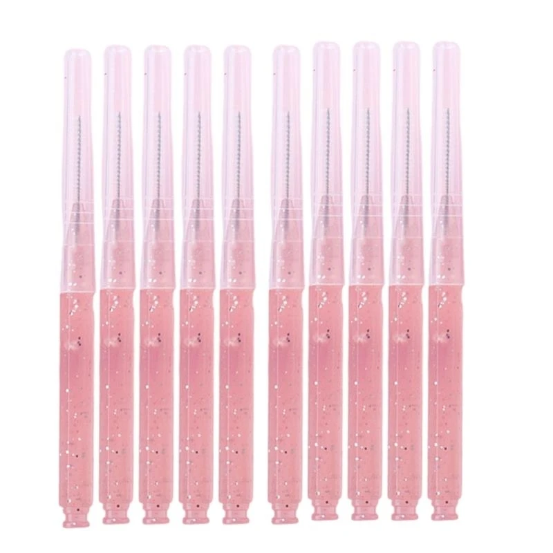 Q81B 10PCS Eyebrow Brushes With Protective Caps Travel Makeup Accessories for Women