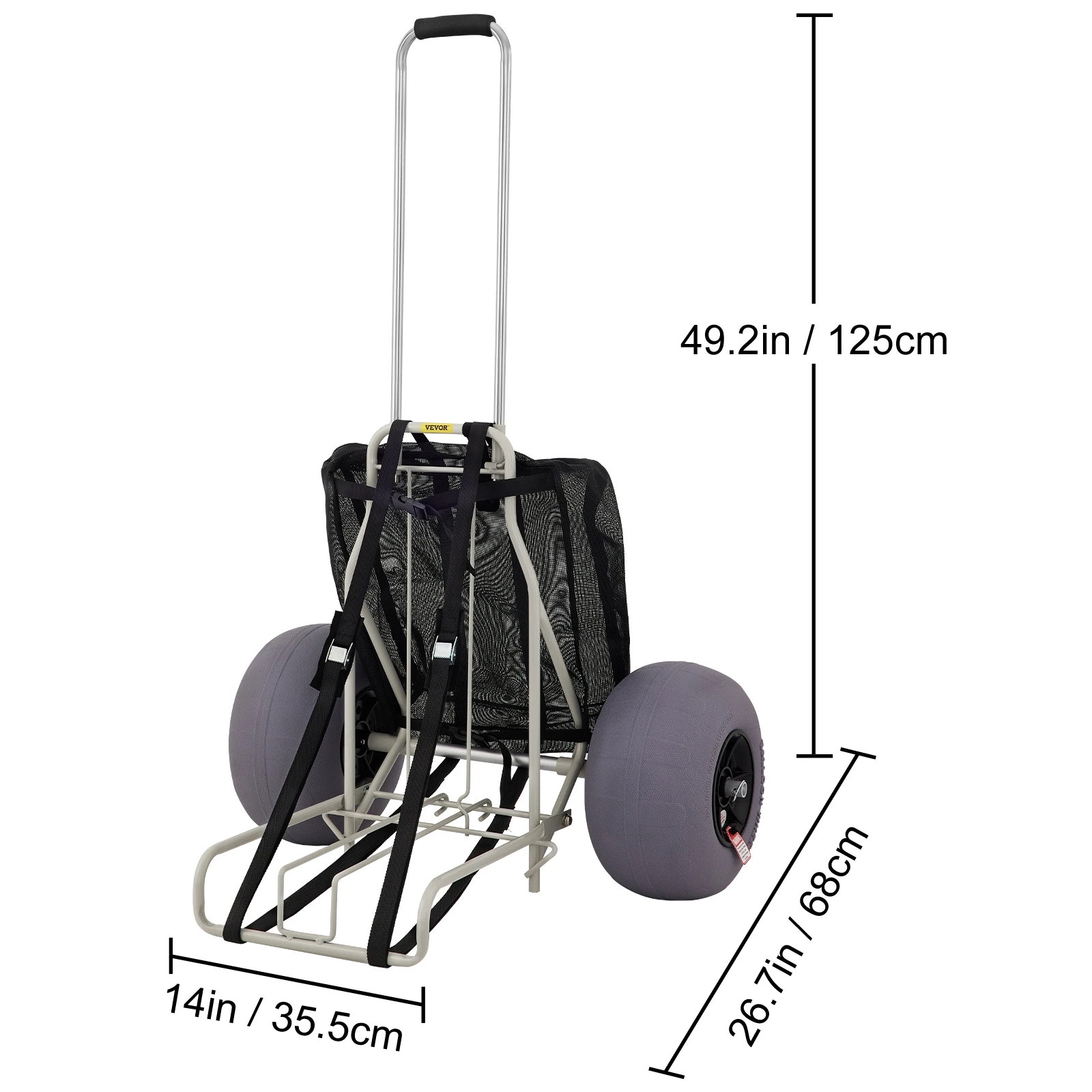 VEVOR Beach Carts for Sand with 13" TPU Balloon Wheels 165 LBS Loading Folding Sand Cart Aviation Aluminum Cart for Picnic 6