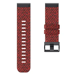Premium Nylon Strap Wristband for Garmin Smartwatches - Easy Fit Watch Band Bracelet (Red black)