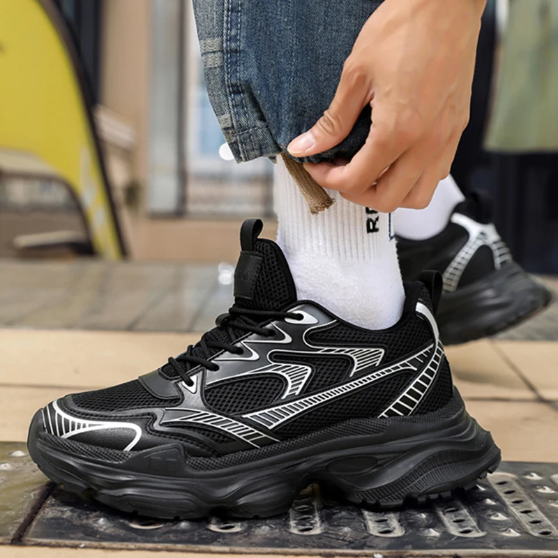 Fashion White Sneakers Hidden Heels Heightening Walking Work Shoes For Men 4/6/8CM Summer Casual Sports Breathable Taller Shoes 4