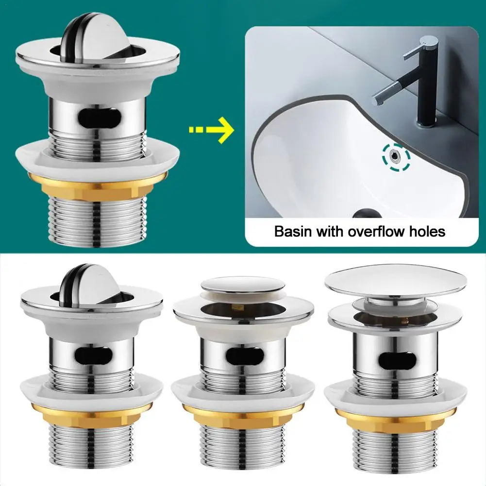 

Universal Bathroom Sink Pop-Up Drain Plug Non-Overflow For Containers Bathroom Vanity Sink Strainer Basket Steel Drain Holes