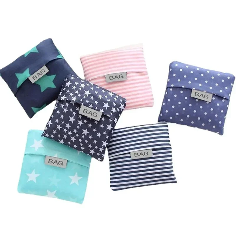 Fashion Printing Foldable Shopping Bag Tote Portable Reusable Folding Handbags Pouch Convenient Large-capacity Storage Bags