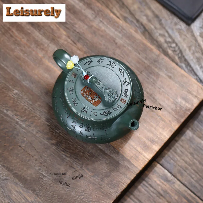 330ml High-end Yixing Purple Clay Teapots Handmade Ruyi Pot Raw Ore Blackish Green Mud Tea Brewing Kettle Zisha Tea Set Craft