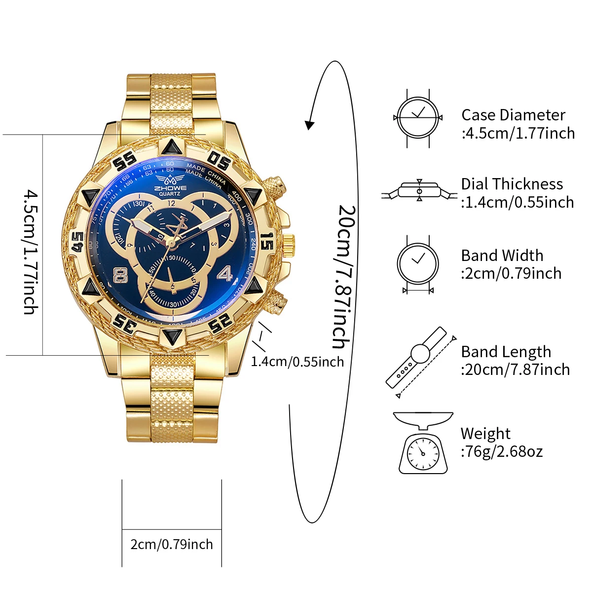 Fashion Male Business Dress Analog Quartz Wrist Watch 6