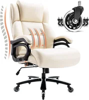 400lbs Office Chair AdjustableLumbarSupport HeavyDutyMetalBaseQuietRubberWheelsHighBack Large ExecutiveComputerDesk Swivel Chair 1