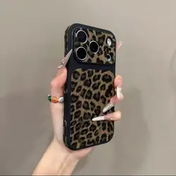 Luxury Leopard Print Shockproof Matte Phone Case with Camera Protection - iPhone 15 Plus (Brown)